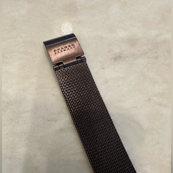 Skagen Denmark Steel mesh band watch in deep bronze MOP face, Swarovski markers - Picture 3 of 6